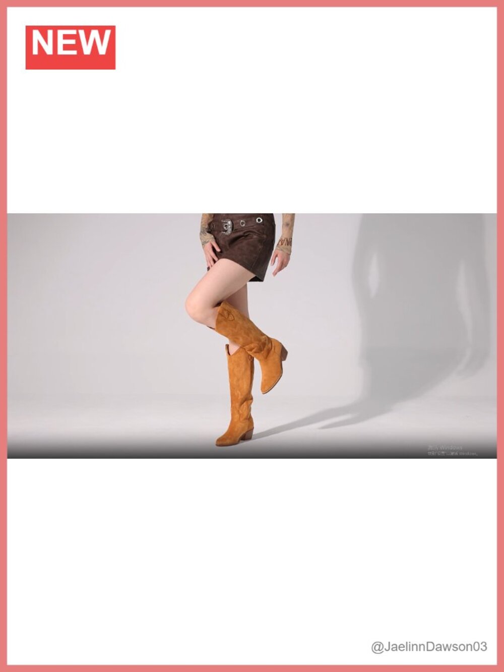 Women's Suede Cowgirl Boots with Block Heel Pull On - Picture 6 of 6